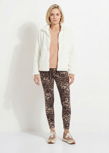 Veste fausse fourrure col montant manches longues Ecru