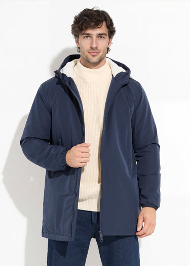 Parka longue fourrée avec capuche Marine