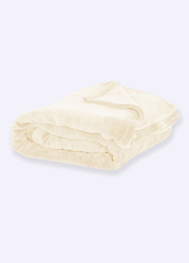 Grand plaid polaire uni lisse, 2m x 1,5m Ivoire