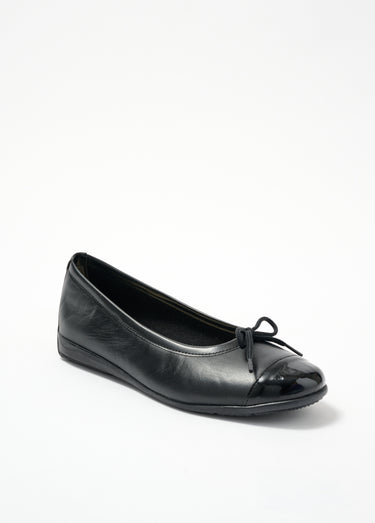 Ballerines souples en cuir largeur confort Noir