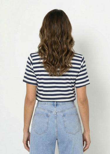 T-shirt marinière en coton stretch Marine / Blanc