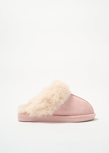 Chaussons mules avec fourrure synthétique Rose
