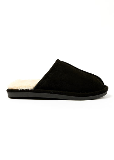 Chaussons fourrés chauds en suédine Noir