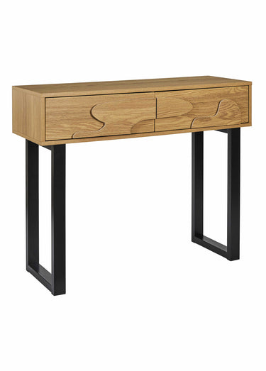Console en bois décor forme abstraite Marron/Noir