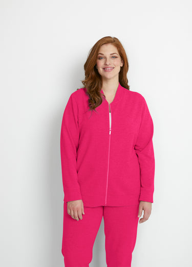 Sweat d'intérieur zippé manches longues Fuchsia
