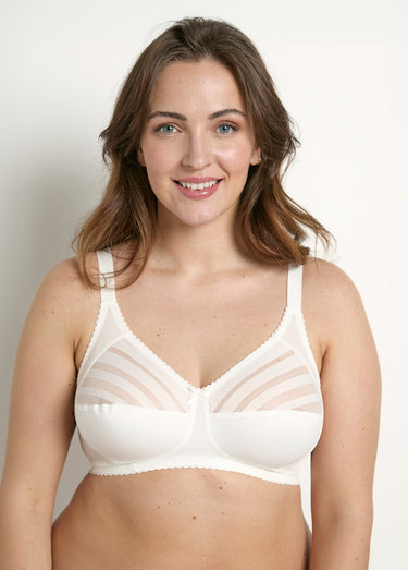 Soutien-gorge sans armatures tulle effet rayé Ivoire
