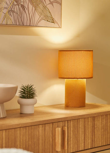 Lampe recouverte velours cotelé JOLINA Ocre