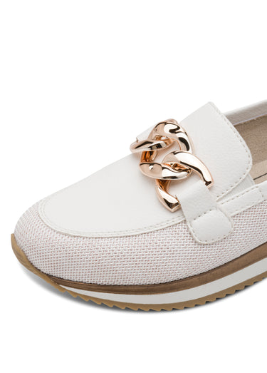 Mocassins compensés multimatières Blanc / Rose gold