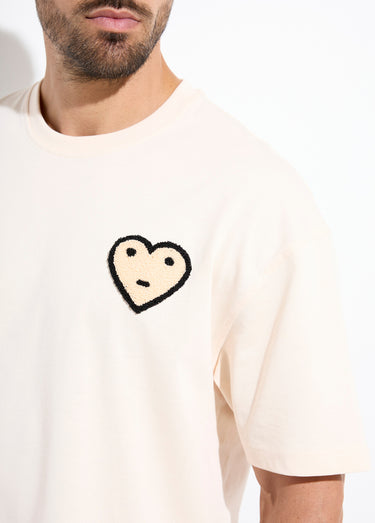 T-shirt épais détail coeur bouclette Beige
