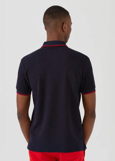 Polo manches courtes détails contrastés Marine