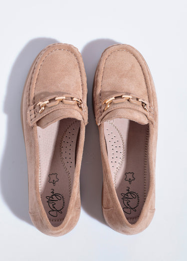 Mocassins compensés souples en suédine Beige