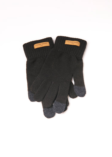 Gants tactiles maille bord côtes Noir