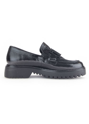 Mocassins cuir semelle crantée Vernis Noir