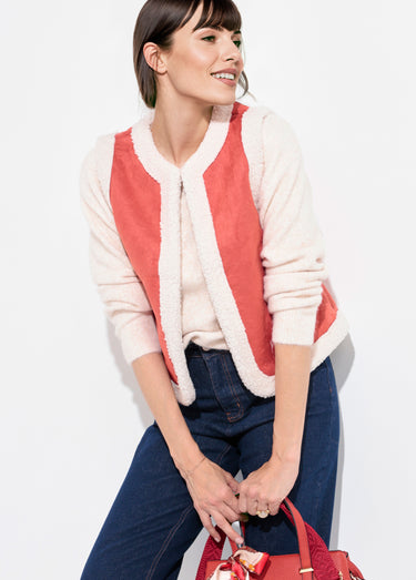 Gilet sans manches style mouton retourné Brique