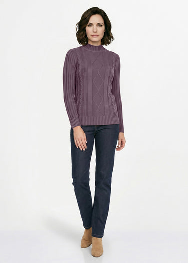 Pull chaud style irlandais col montant Violine