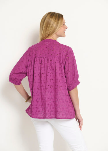 Blouse manches courtes broderie anglaise Violine