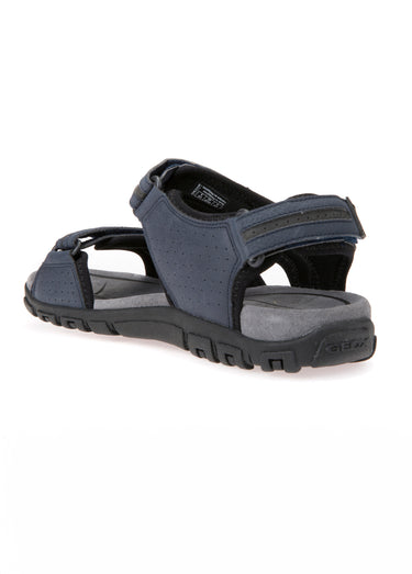 Sandales sportwear perforées à scratchs Marine/Gris Fonce