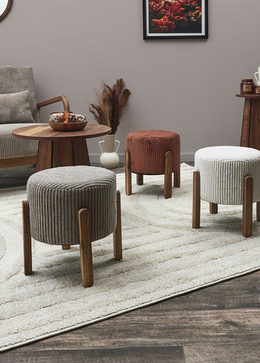 Tabouret d’appoint velours cotelé 2T Taupe