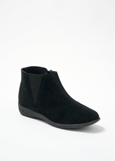 Boots largeur confort zippées élastiquées cuir Noir