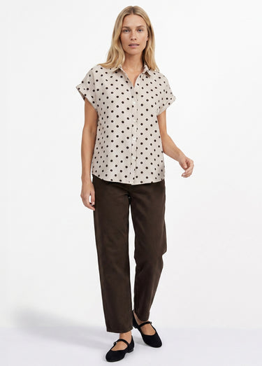 Jean cropped coupe balloon, bas resserré Chocolat