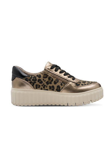 Baskets compensées bimatières à lacets Leopard