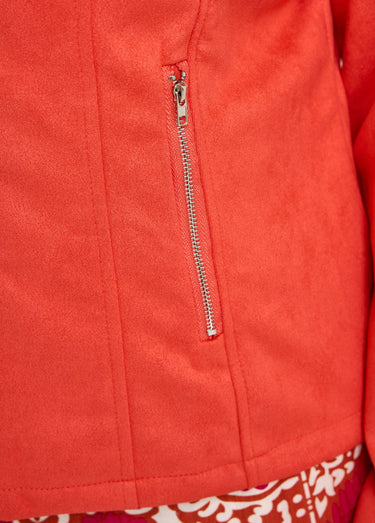 Blouson motard en suédine col montant Coquelicot