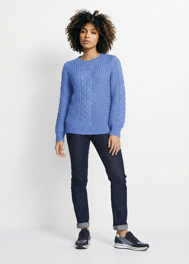 Pull chaud col rond maille moelleuse fantaisie Bleu