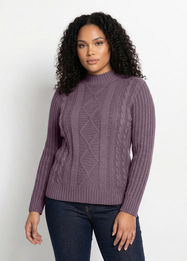 Pull chaud style irlandais col montant Violine