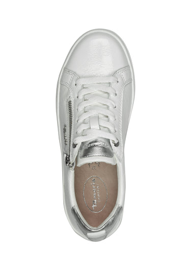 Baskets semelle épaisse avec zip et lacets Blanc
