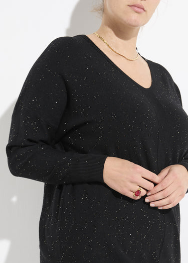 Pull maille fine jauge avec mini sequins Noir