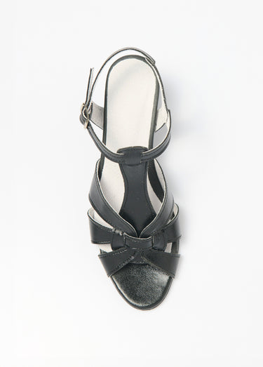 Sandales à talon brides croisées largeur confort Noir