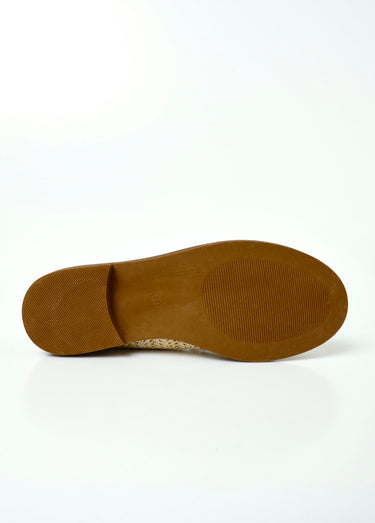 Mocassins effet natté métallisé avec patte Beige