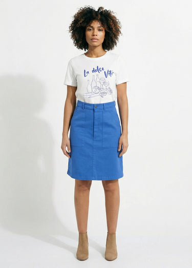 Jupe courte cargo coton stretch Bleu