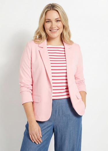 Veste droite boutonnée maille milano unie Rose bonbon