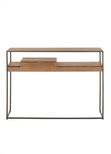 Console-bureau en bois clair et métal Naturel