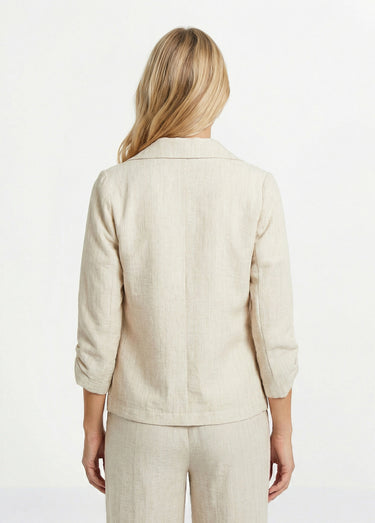 Veste tailleur rayée, aspect irrégulier Beige