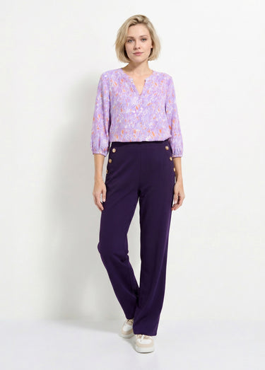 Tunique ample longue imprimée manches 3/4 Imprime Violet