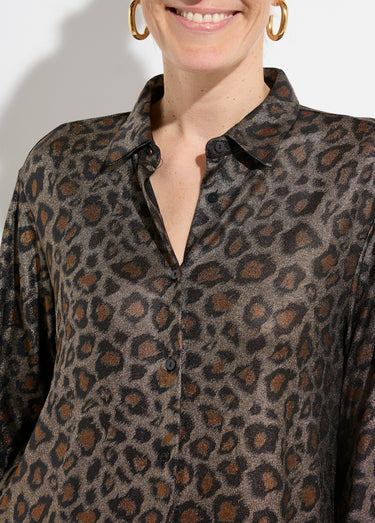Chemise maille souple léopard métallisé Leopard