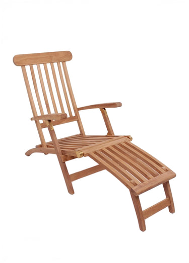 Chaise longue teck, avec  repose pieds Naturel