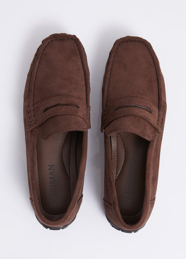 Mocassins suédine, semelle antidérapante Chocolat