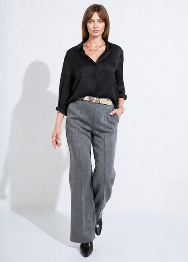 Pantalon structuré de ville maille milano unie Gris Anthracite
