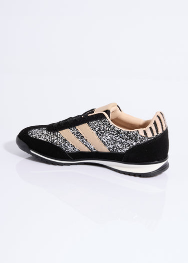 Sneakers inspiration rétro, à paillettes Noir