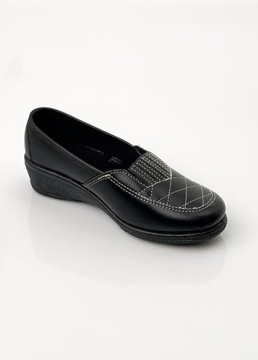 Mocassins cuir largeur confort élastiqués Noir