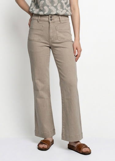 Jean flare taille haute, spécial PETITE Beige