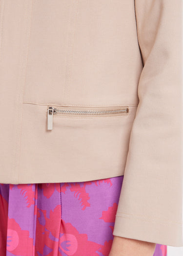 Veste courte zippée droite maille milano Sable