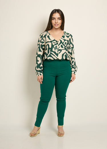 Pantalon extensible taille élastiquée Vert