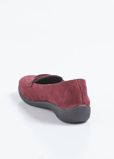 Mocassins compensés souples cuir velours Prune