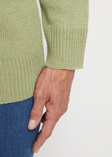 Pull col polo maille épaisse Vert Tilleul