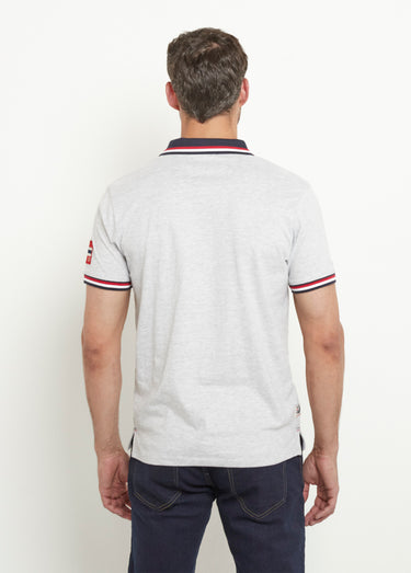 Polo fin détails contrastés avec poche Gris Chine