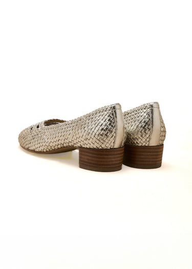 Escarpins cuir tressé largeur confort Dore